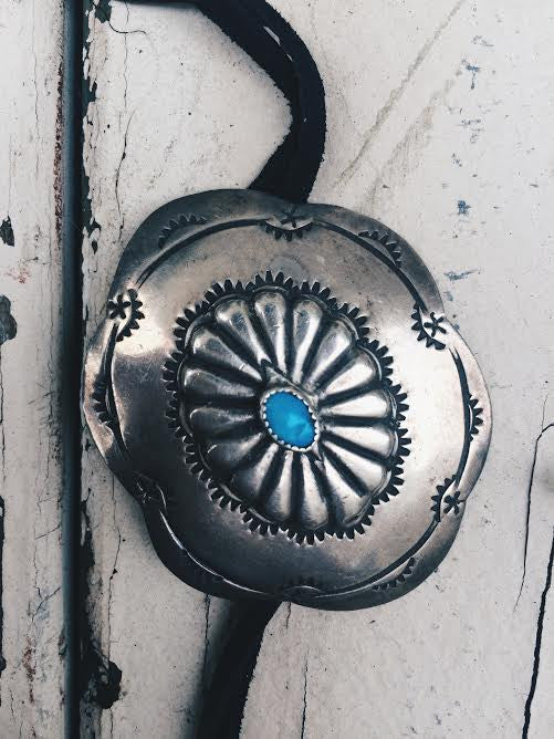 Vintage Concho Turquoise Bolo Necklace