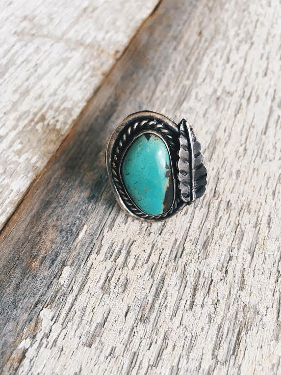 Vintage Turquoise Leaf Ring*SOLD