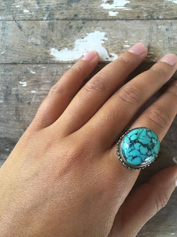 Hand Carved Sterling Turquoise Ring*SOLD