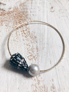 Chaldean Shell + Pearl Bangle